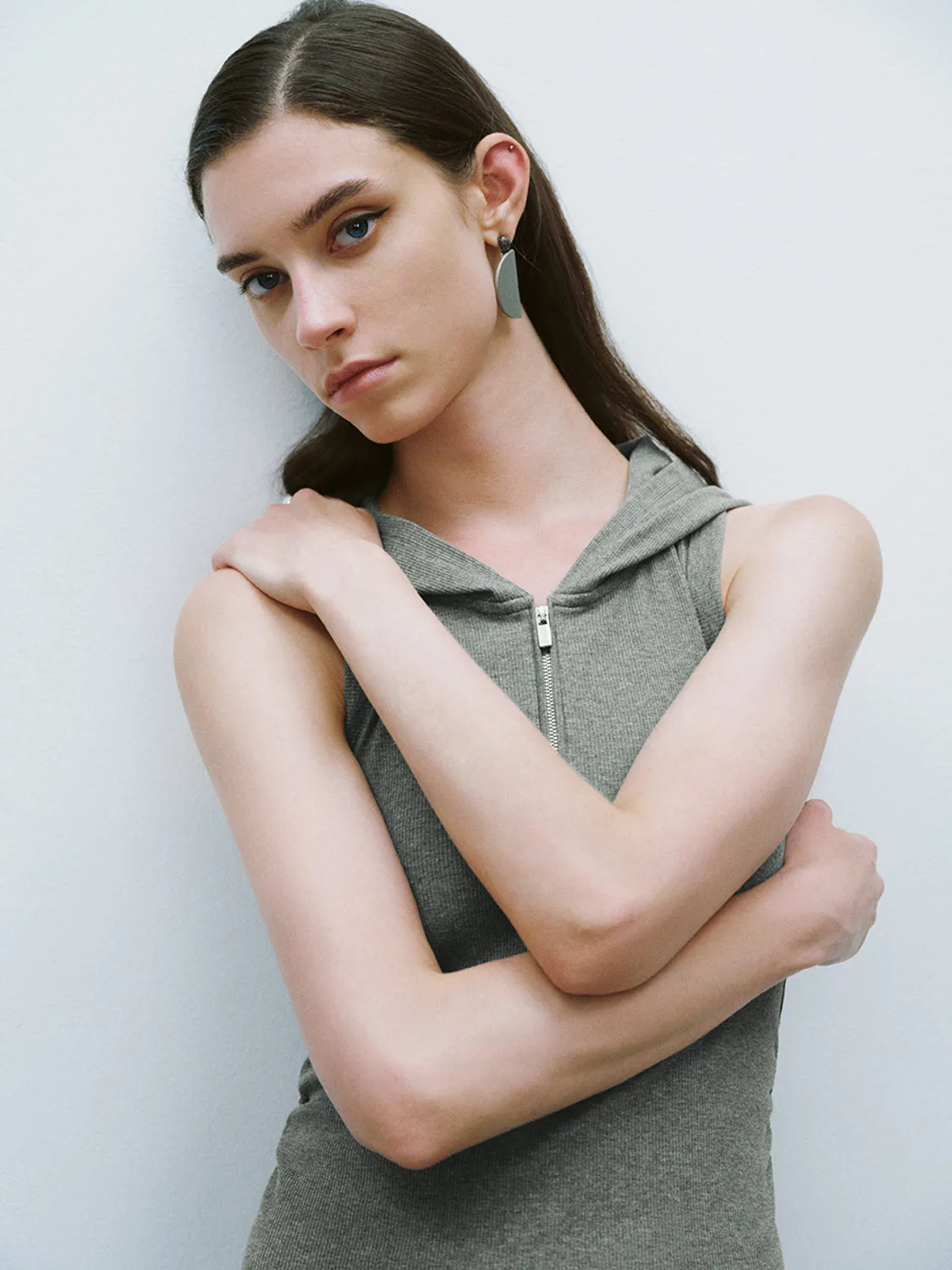 Sleeveless Hoodie Skinny-Fit Dresses