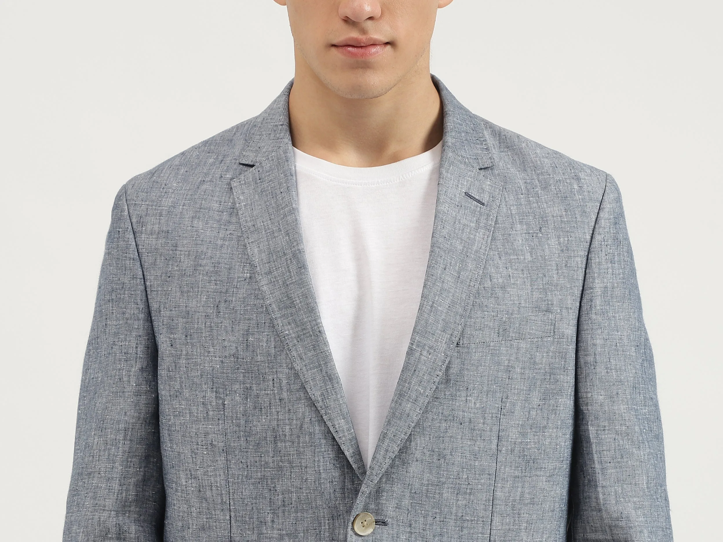 Slim Fit Lapel Collar Solid Blazer