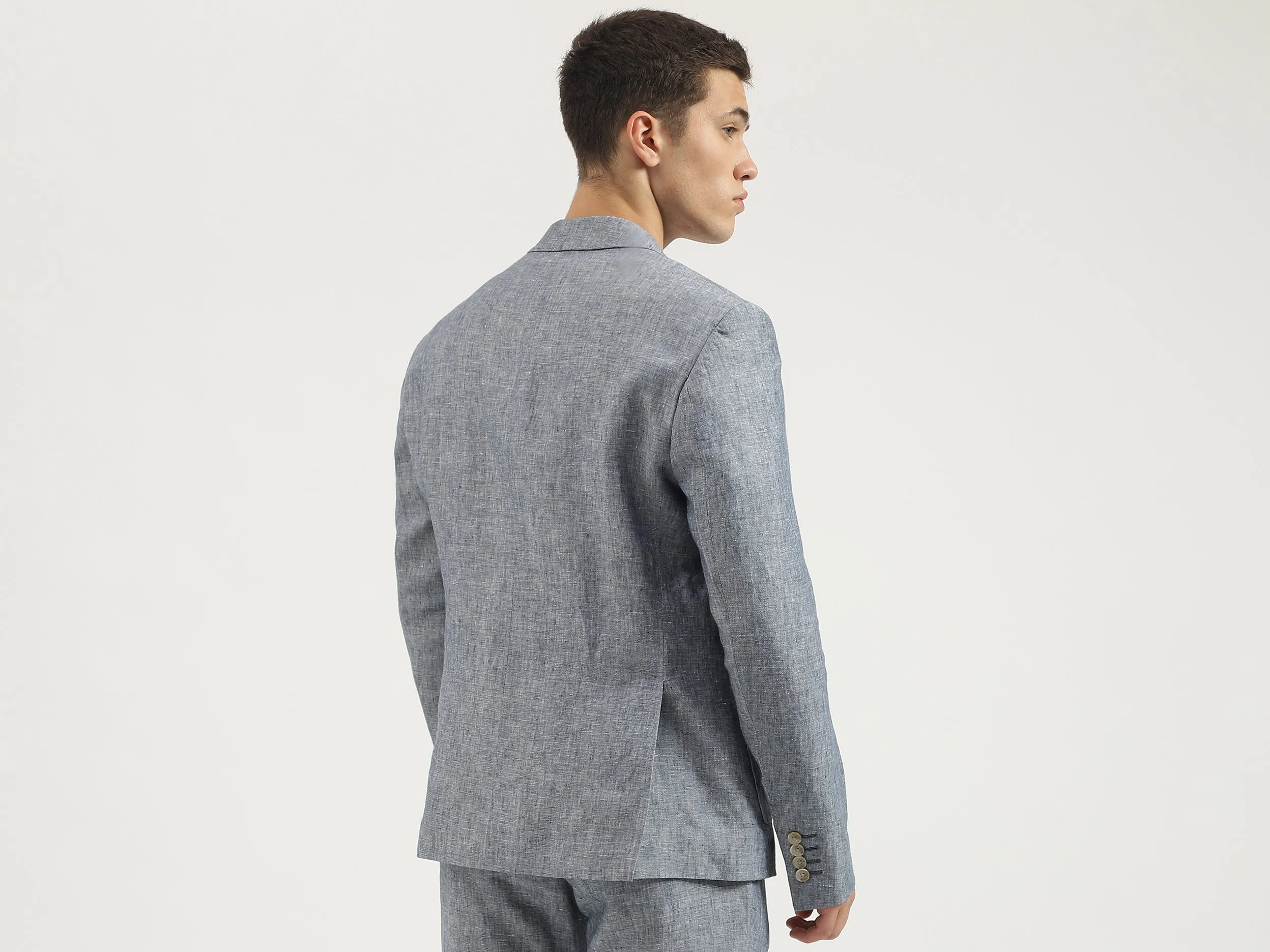 Slim Fit Lapel Collar Solid Blazer