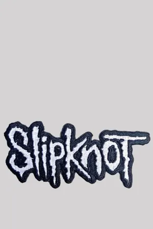 Slipknot Woven Patch: Cut-Out Logo Black Border Sew-On Badge