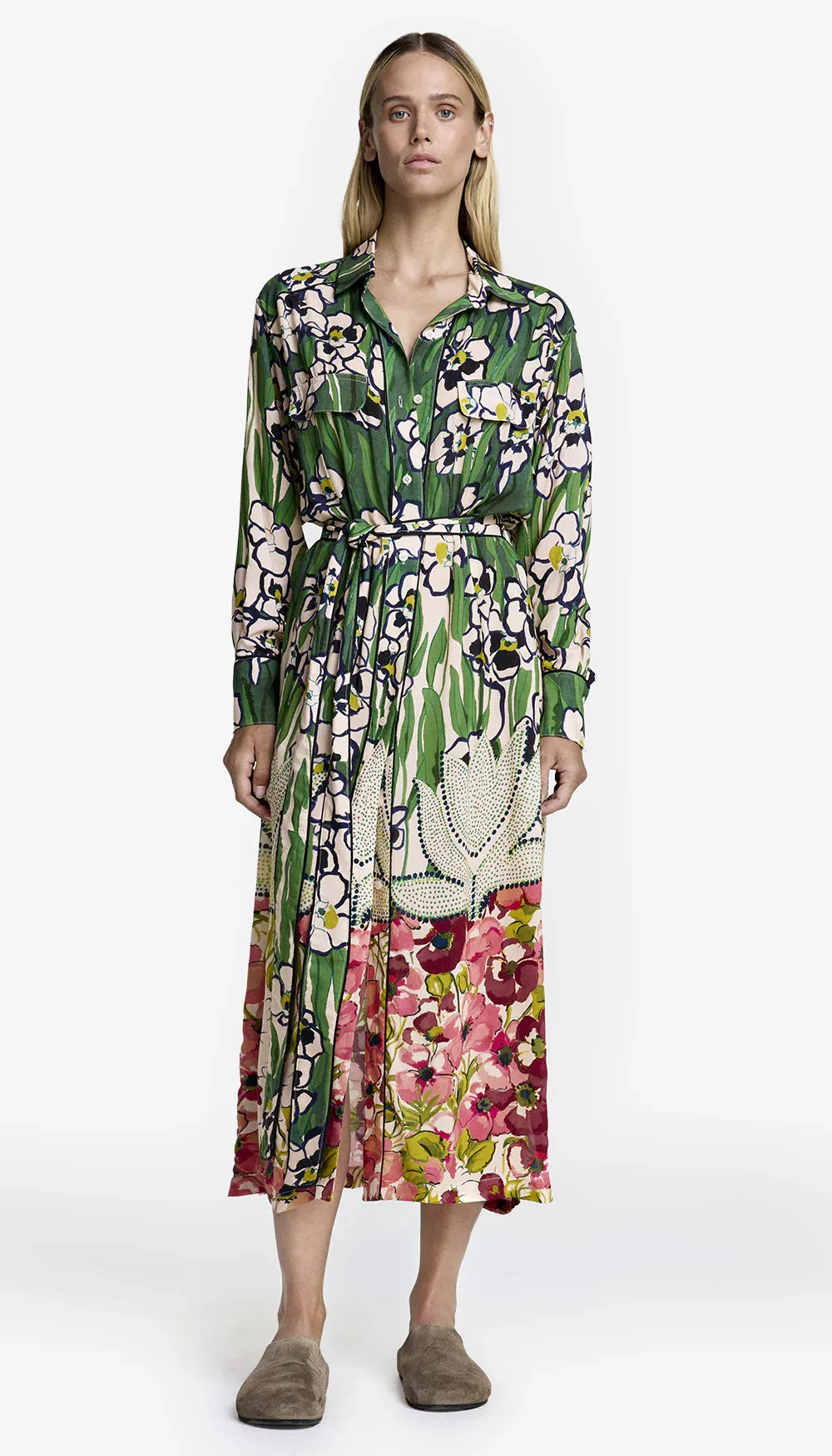 Sm081 Garden Floral Shirtdress