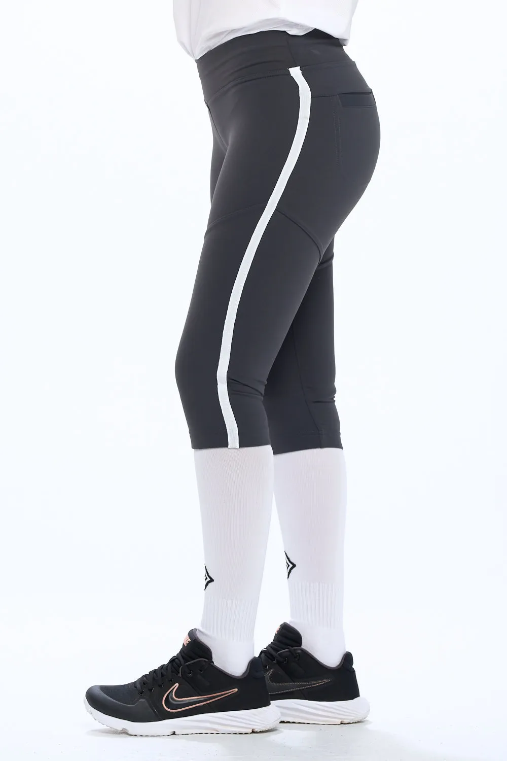 Softball Pant Original Charcoal   White Piping