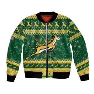 South Africa Christmas Rugby Bomber Jacket Springboks Geseende Kersfees LT15