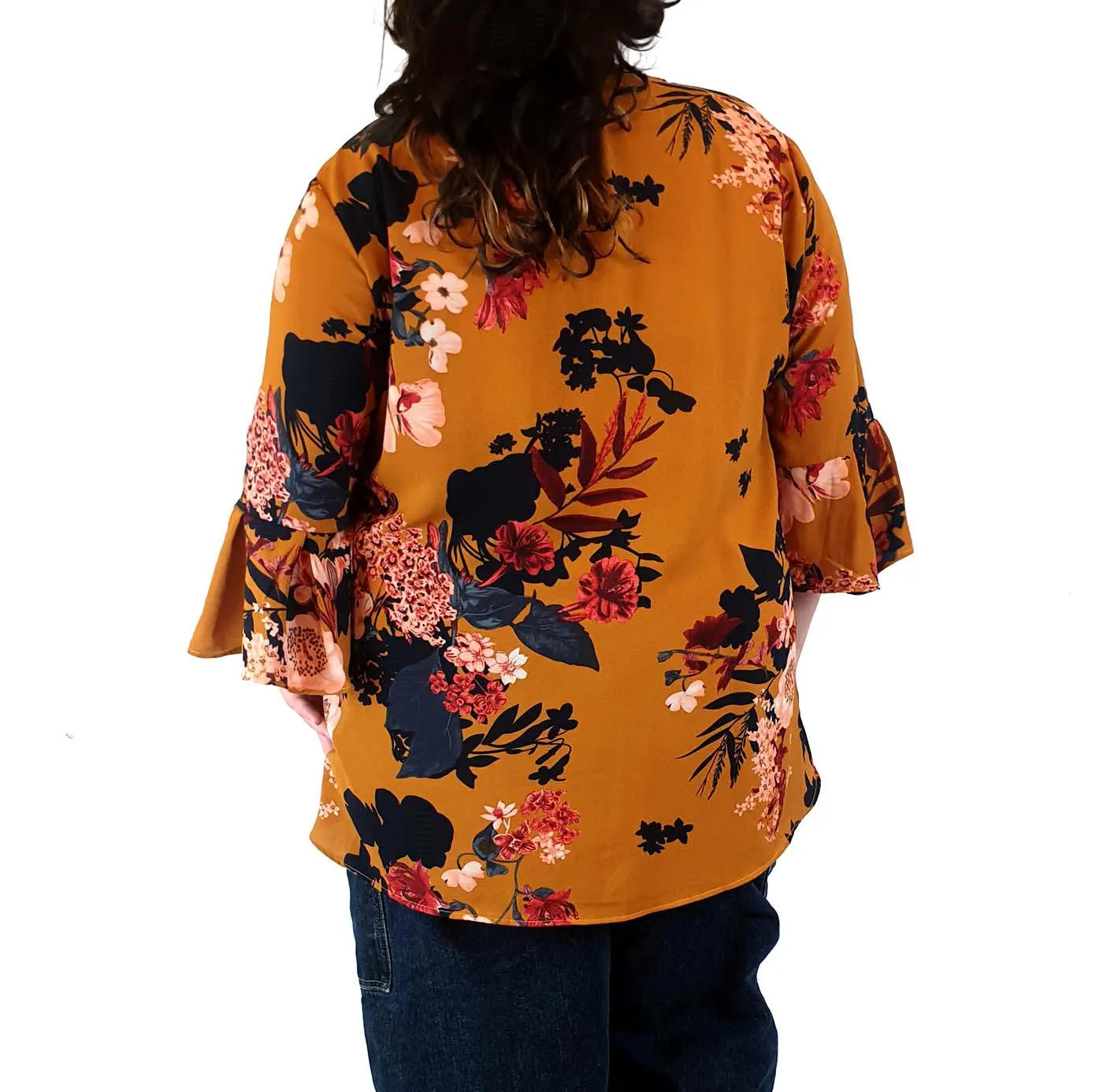 St Frock mustard floral long sleeve top size 22