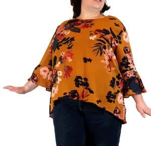 St Frock mustard floral long sleeve top size 22