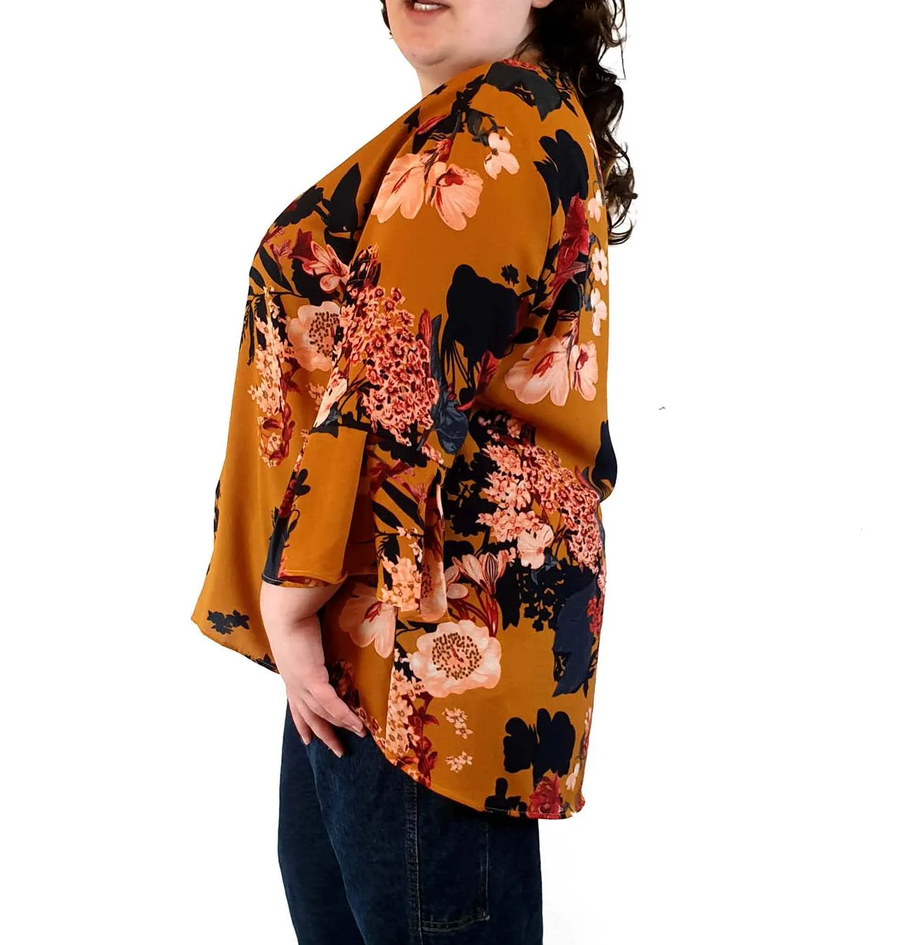 St Frock mustard floral long sleeve top size 22