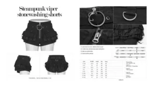 Steampunk Viper Stonewashing Shorts - Black -