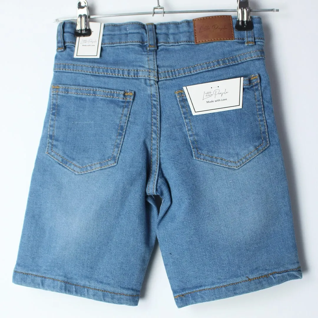Stellar Blue Themed Denim Boys Short