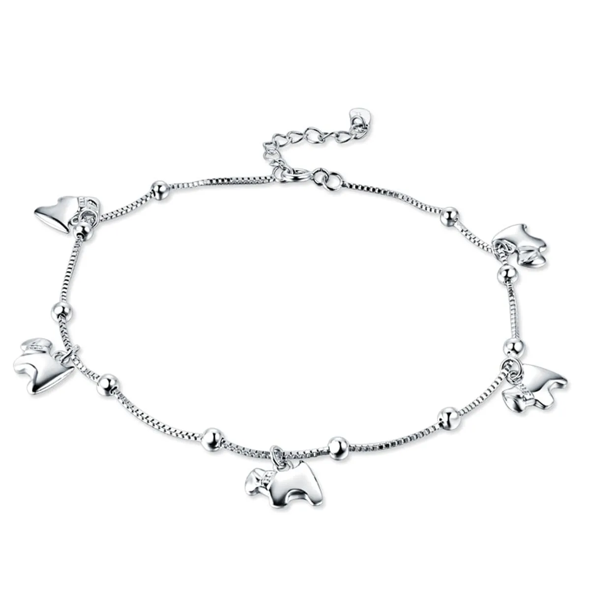 Sterling Silver Horses Charm Anklet