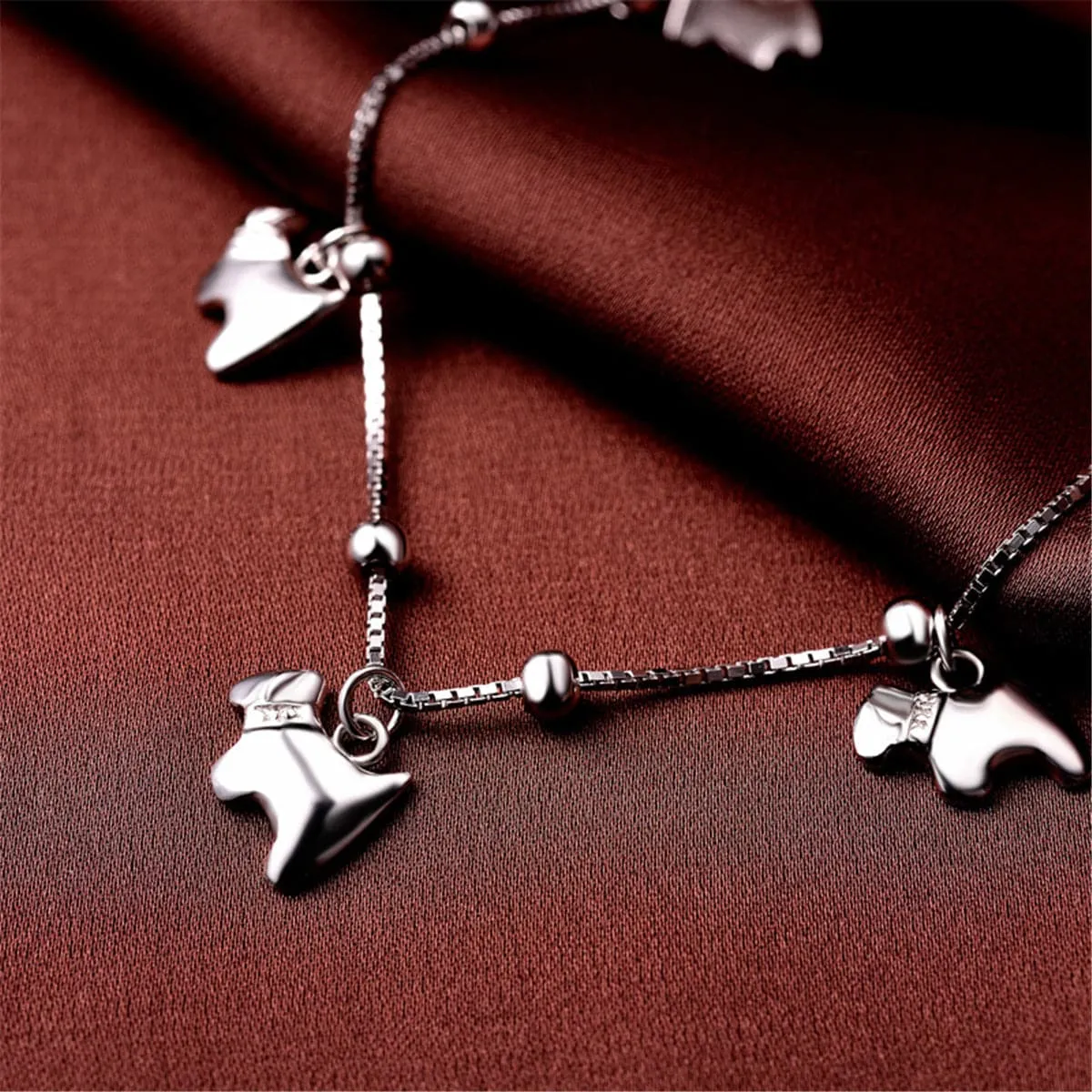 Sterling Silver Horses Charm Anklet