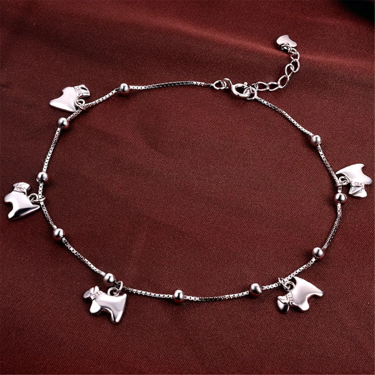 Sterling Silver Horses Charm Anklet