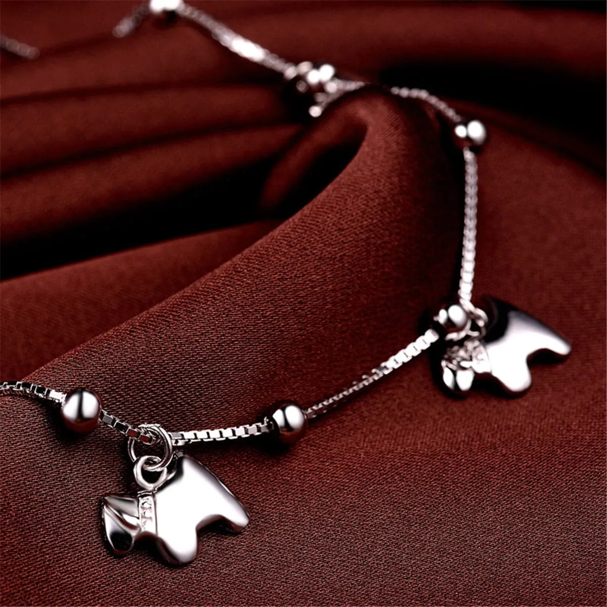 Sterling Silver Horses Charm Anklet