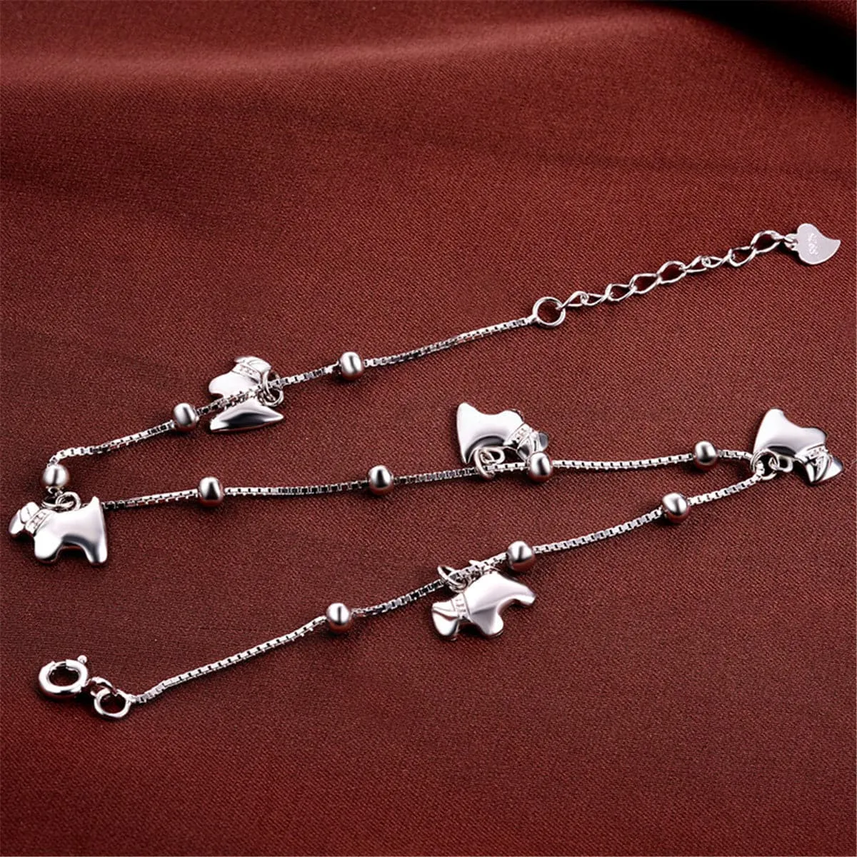 Sterling Silver Horses Charm Anklet