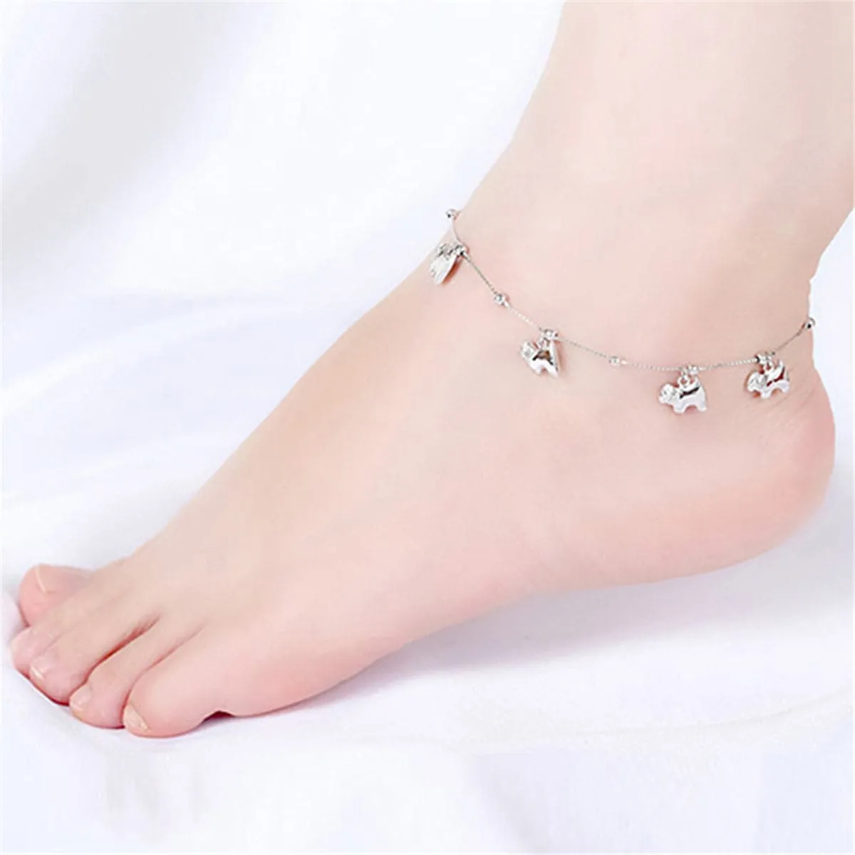 Sterling Silver Horses Charm Anklet