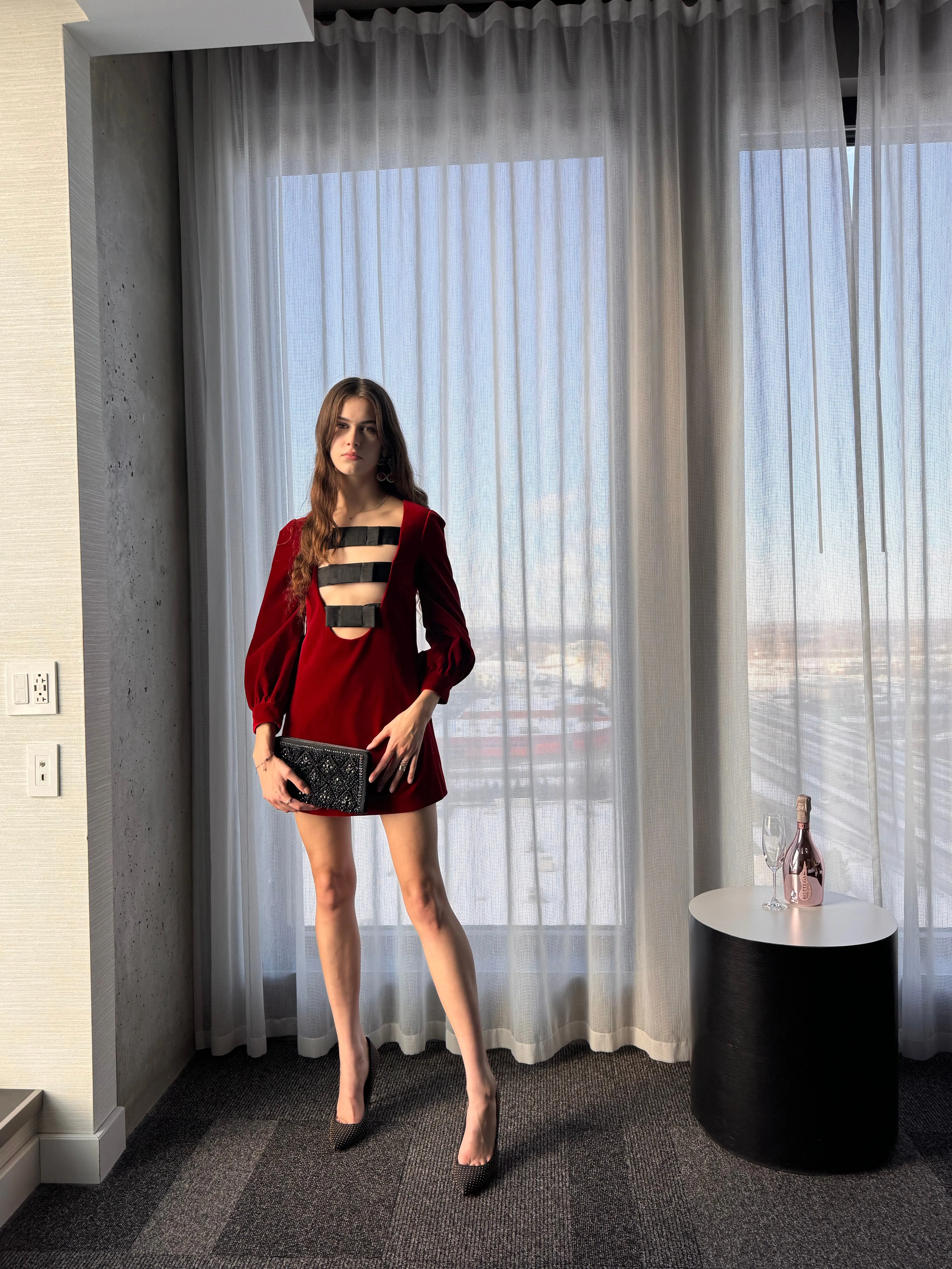 Stretch Cotton-Velvet Mini Dress
