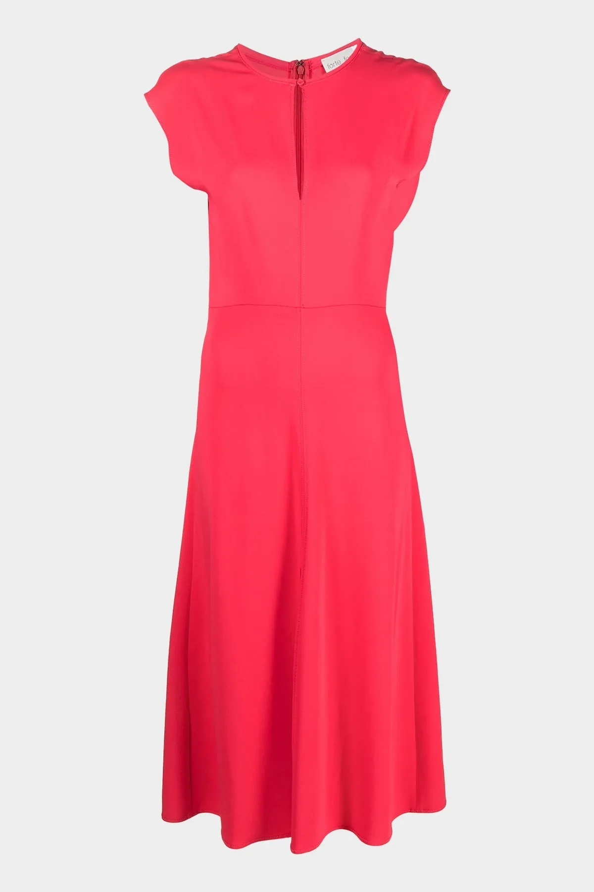 Stretch Crepe Cady Flared Dress in Watermelon
