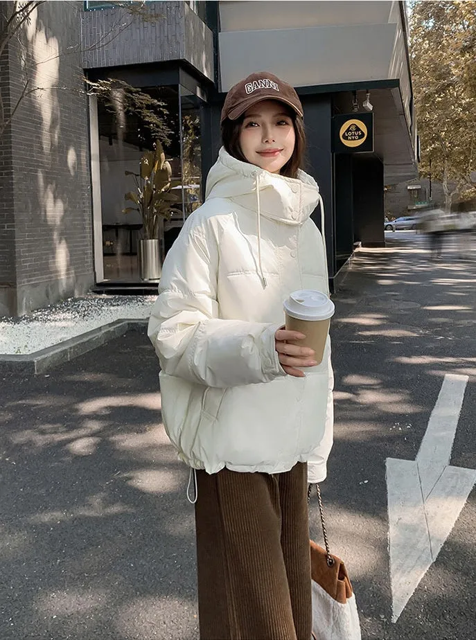 Stylish and Easy-to-Clean Hooded Padded Puffer Jacket for Women