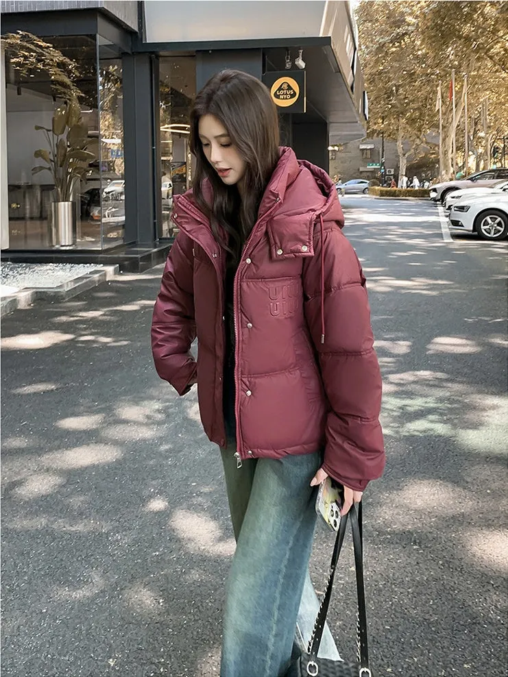 Stylish and Easy-to-Clean Hooded Padded Puffer Jacket for Women