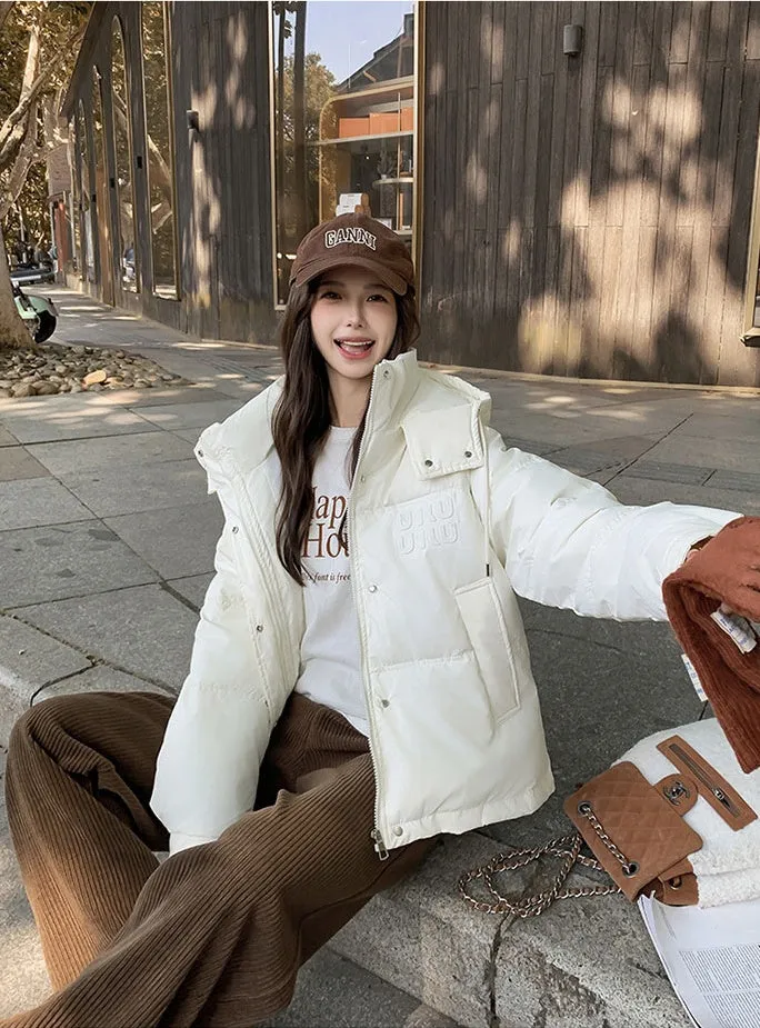Stylish and Easy-to-Clean Hooded Padded Puffer Jacket for Women
