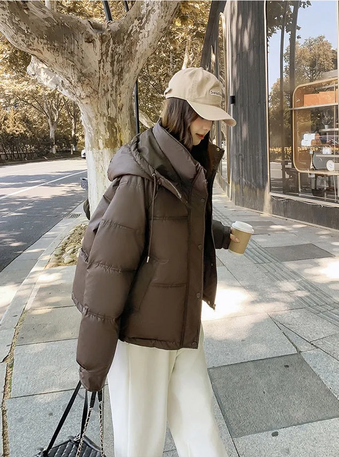Stylish and Easy-to-Clean Hooded Padded Puffer Jacket for Women