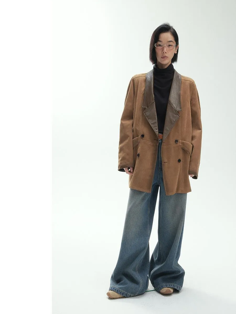 Suede Double-Breasted Blazer
