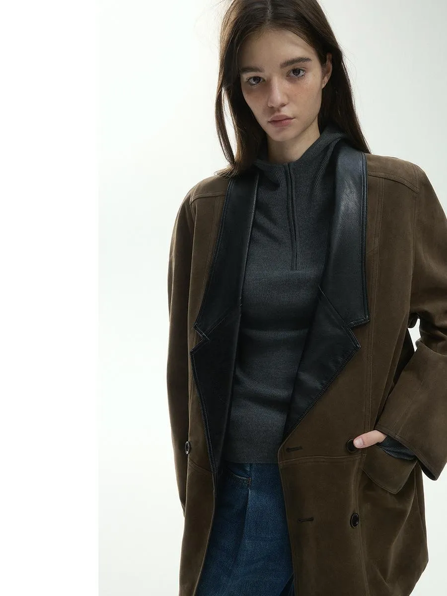 Suede Double-Breasted Blazer