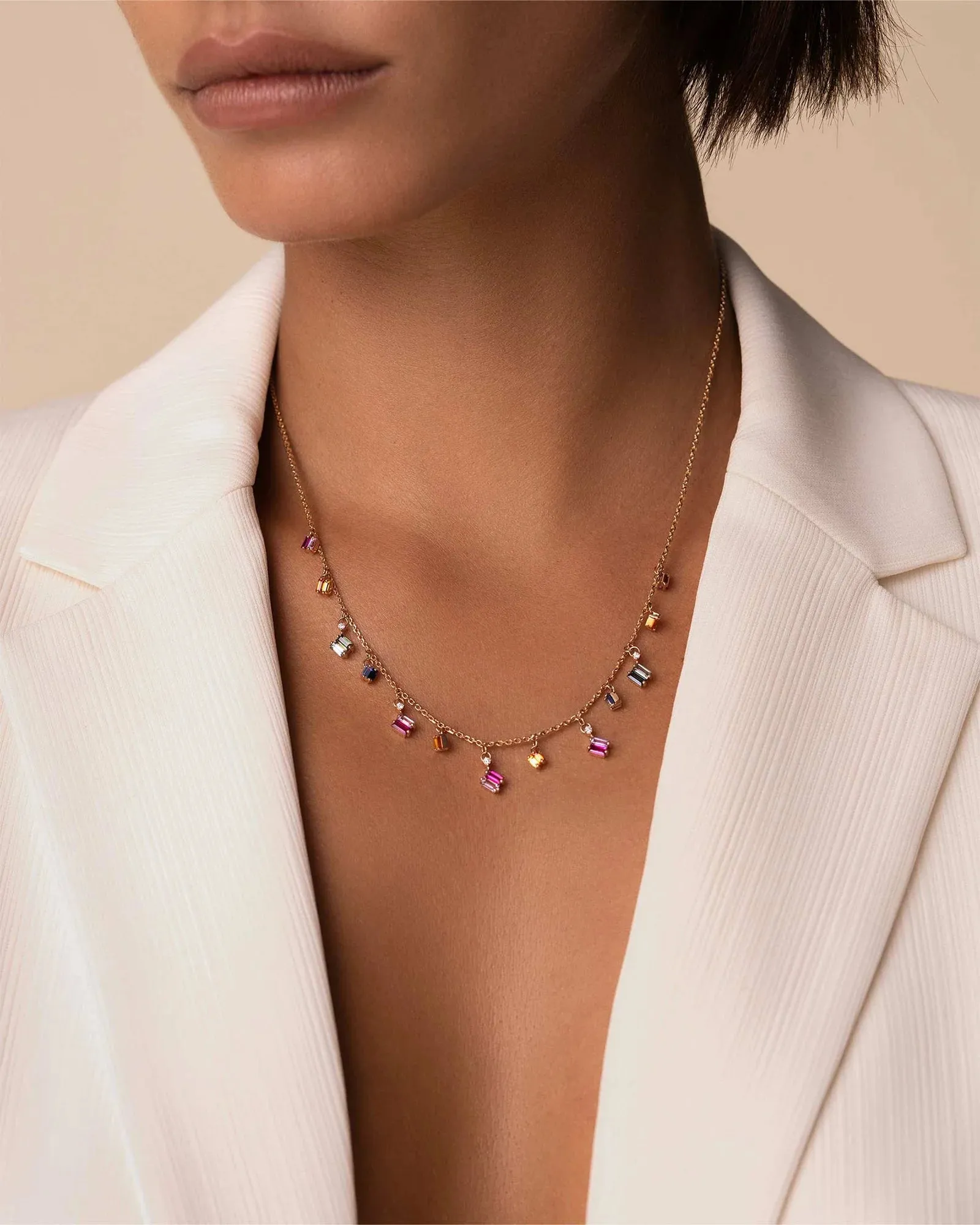 Suzanne Kalan Bold Rainbow Sapphire Cascade Necklace