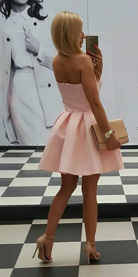 Sweetheart Pink Strapless 2018 Homecoming Dresses Under 100, BDY0222