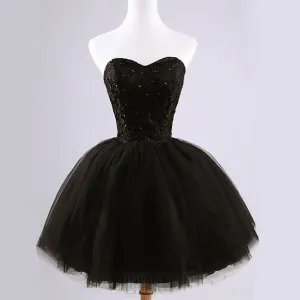 Sweetheart Tulle Lace Little Black Short Homecoming Dresses, BG51440
