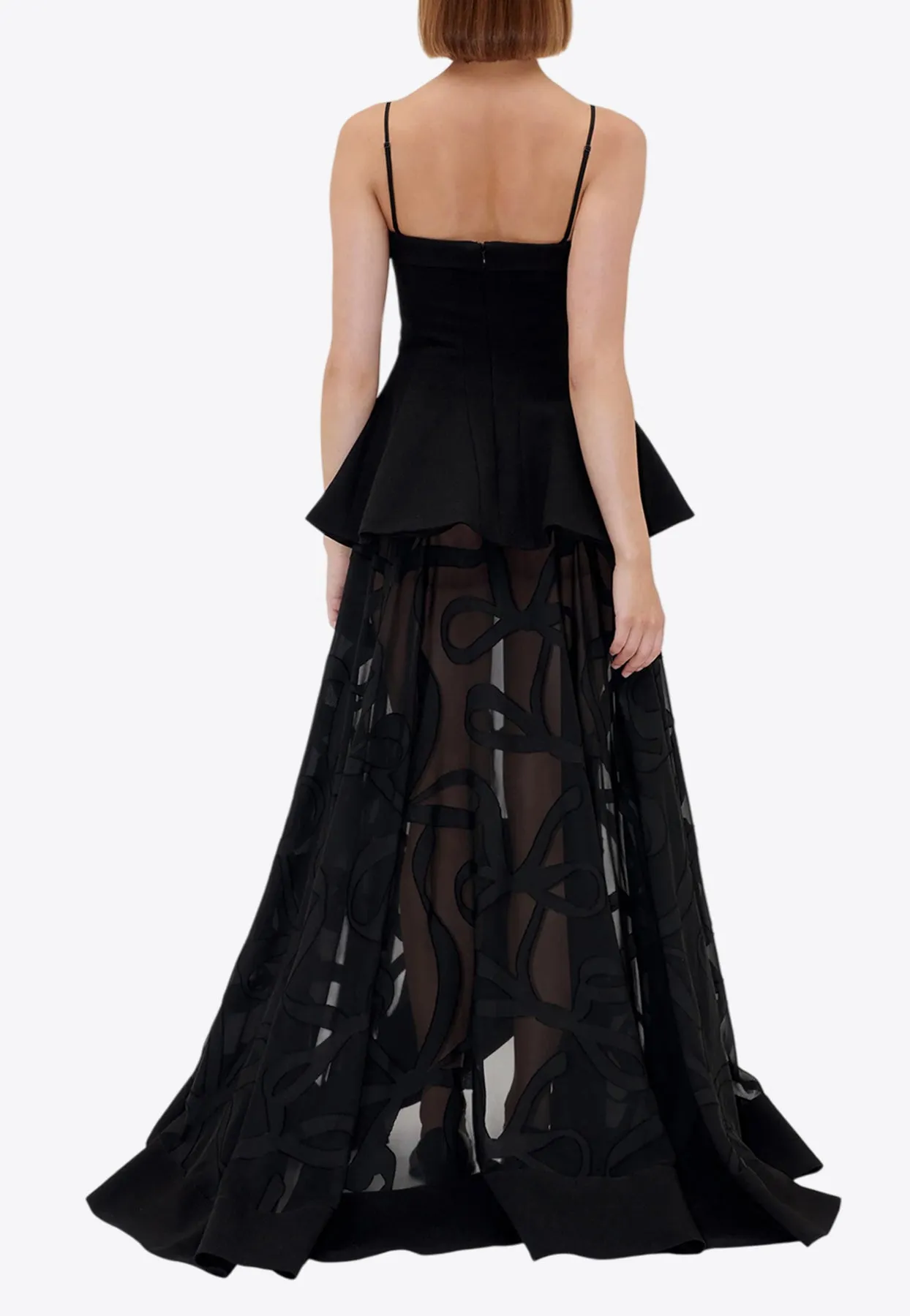 Tailored Bodice High-Low Maxi Dress