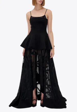 Tailored Bodice High-Low Maxi Dress