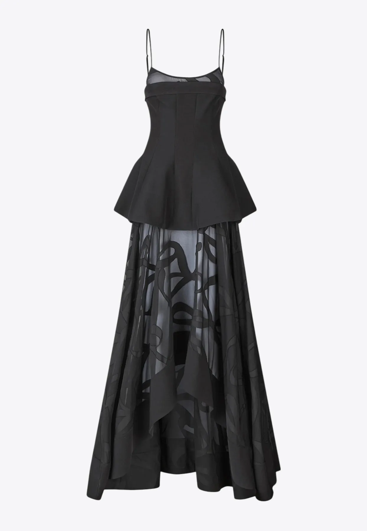 Tailored Bodice High-Low Maxi Dress
