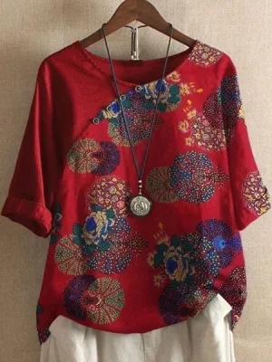 Tamara® | Loose-fitting blouse with floral cover