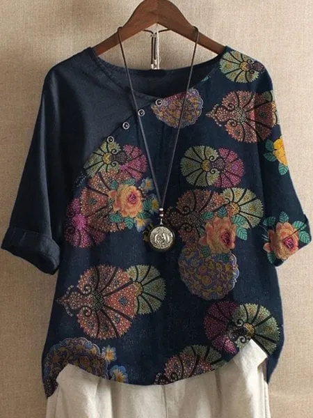 Tamara® | Loose-fitting blouse with floral cover
