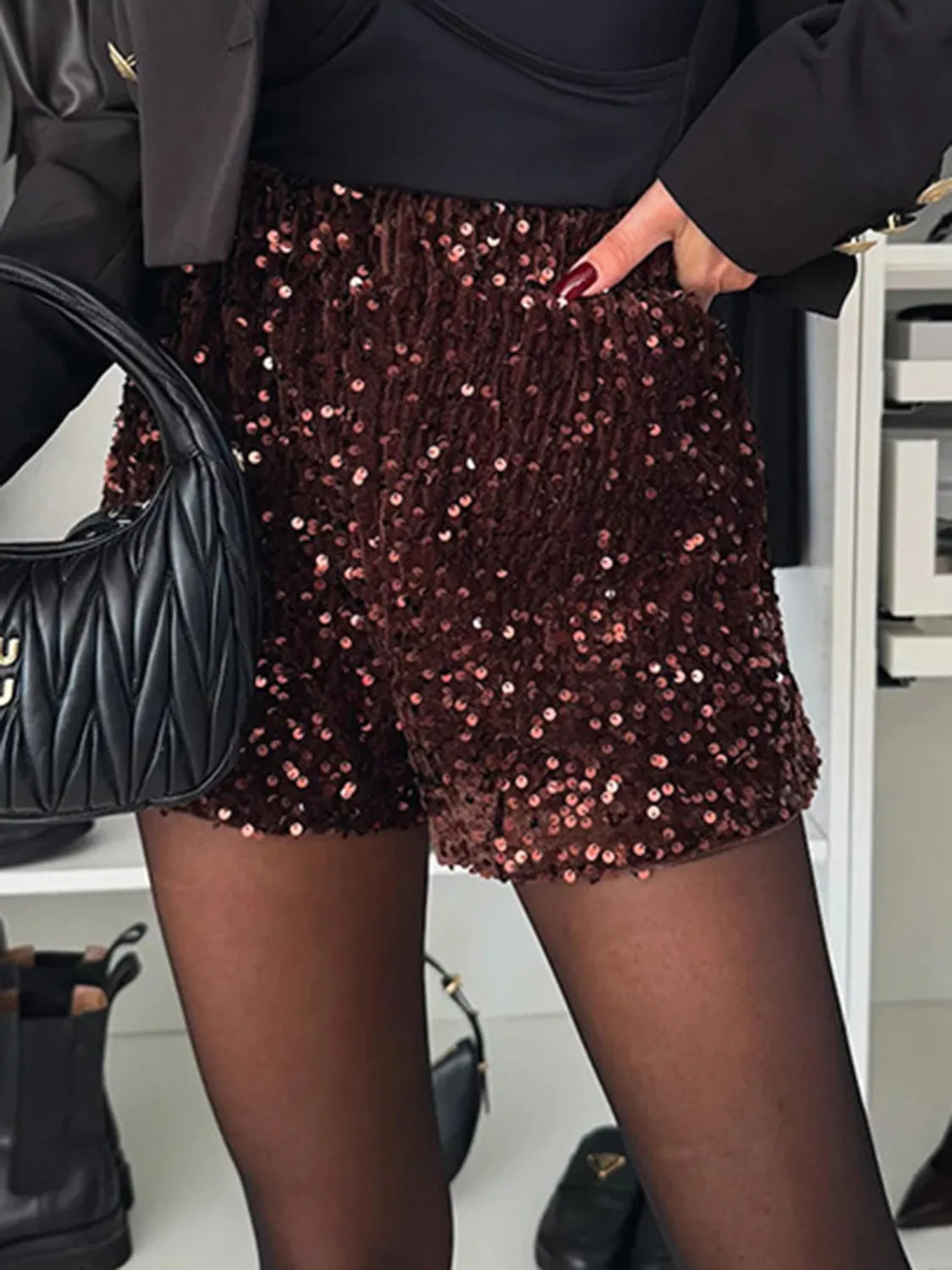 Taylor Sequin Mid Rise Shorts | Poundton | 3 Colors