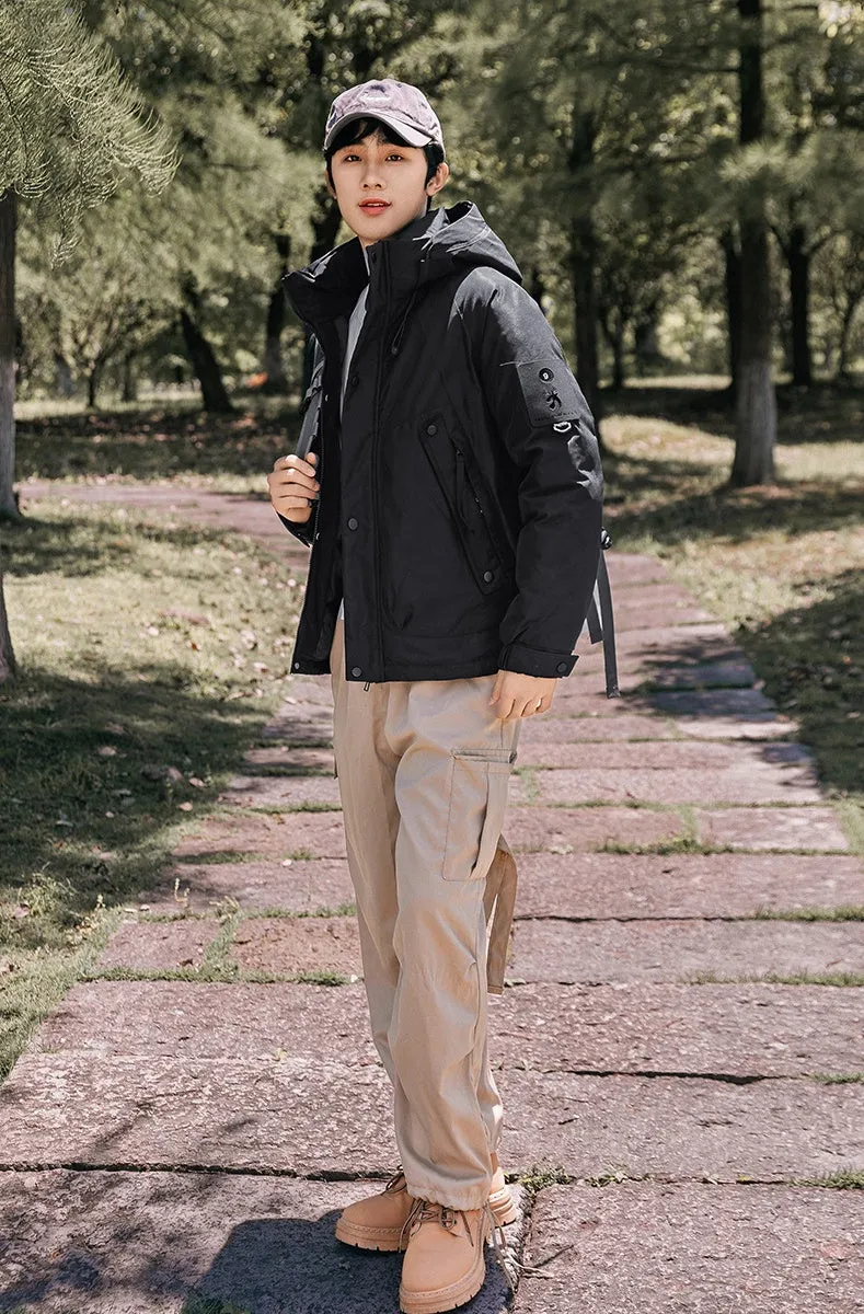 Thickened and easy-to-clean cargo field jacket with a full-zip design