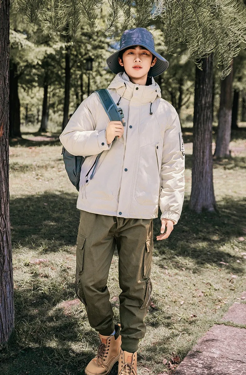 Thickened and easy-to-clean cargo field jacket with a full-zip design