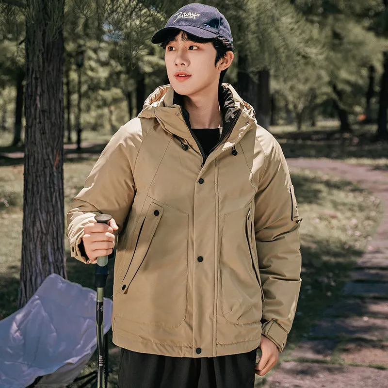 Thickened and easy-to-clean cargo field jacket with a full-zip design