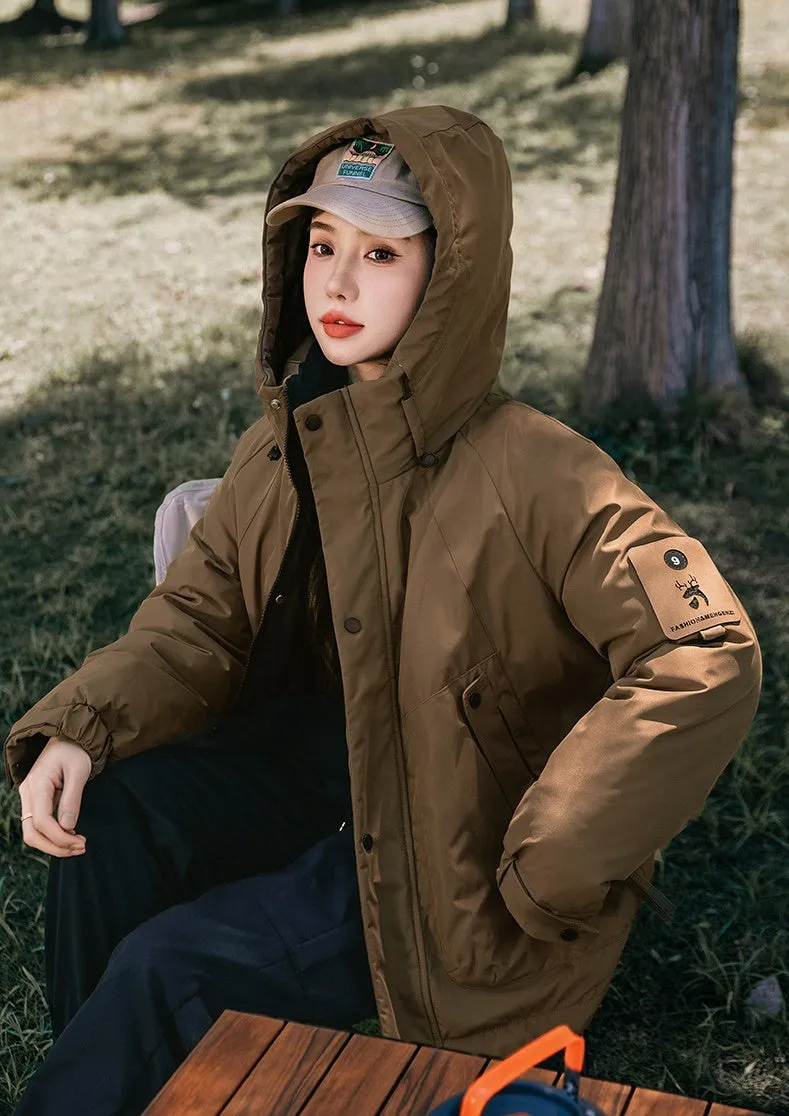 Thickened and easy-to-clean cargo field jacket with a full-zip design