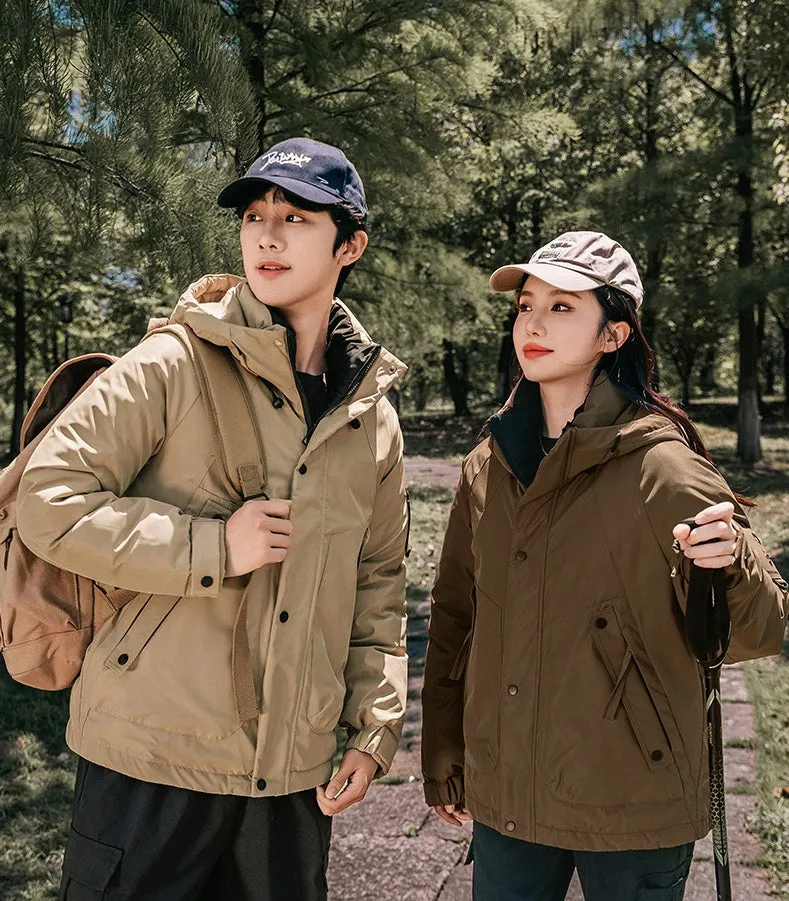 Thickened and easy-to-clean cargo field jacket with a full-zip design