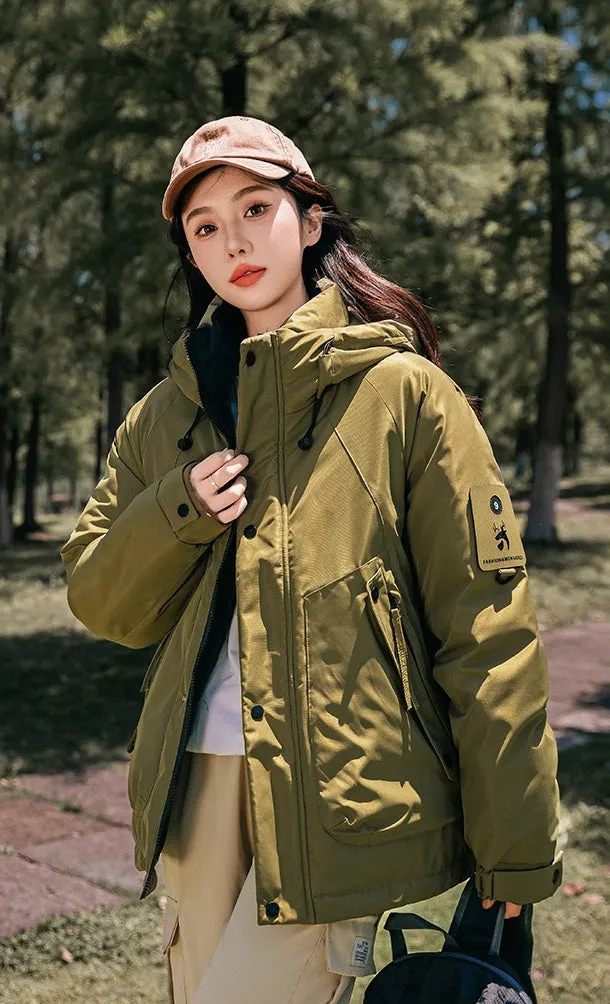 Thickened and easy-to-clean cargo field jacket with a full-zip design