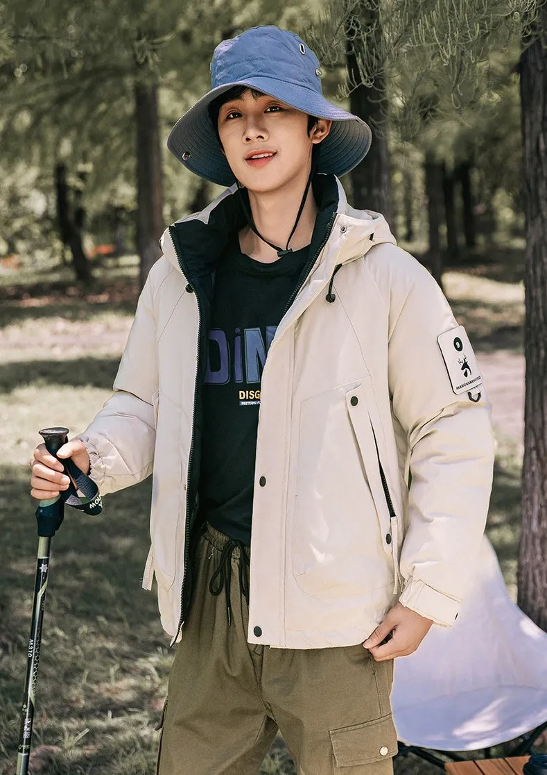 Thickened and easy-to-clean cargo field jacket with a full-zip design