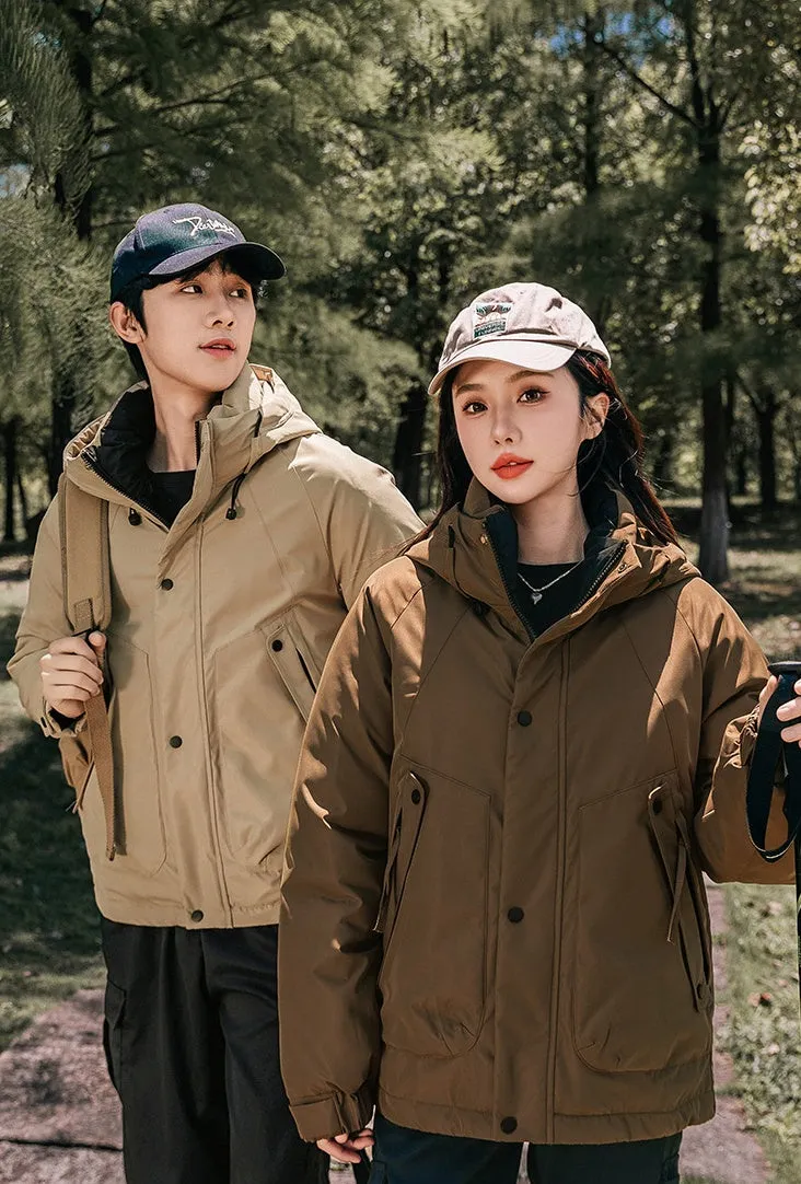 Thickened and easy-to-clean cargo field jacket with a full-zip design