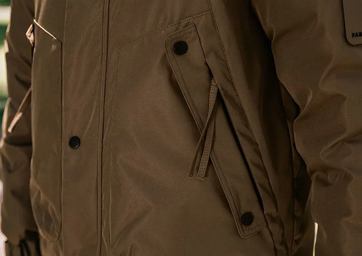 Thickened and easy-to-clean cargo field jacket with a full-zip design