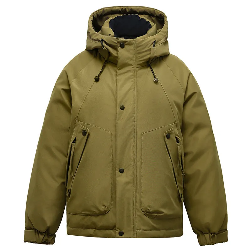 Thickened and easy-to-clean cargo field jacket with a full-zip design