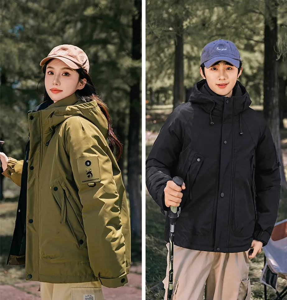 Thickened and easy-to-clean cargo field jacket with a full-zip design