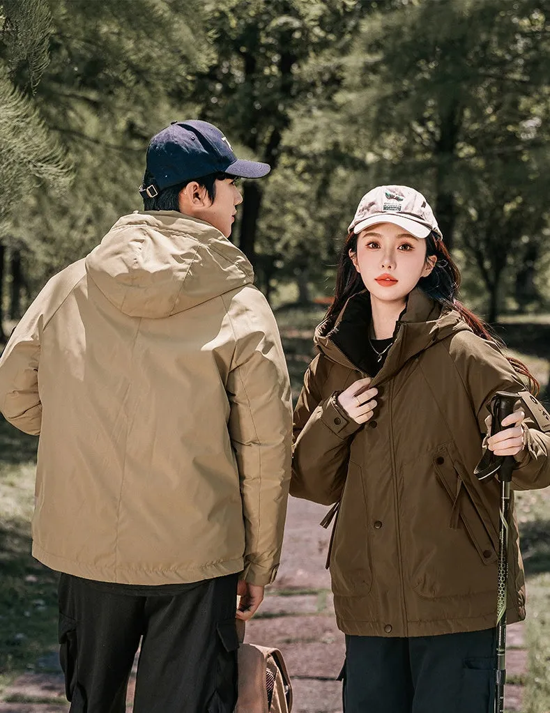 Thickened and easy-to-clean cargo field jacket with a full-zip design