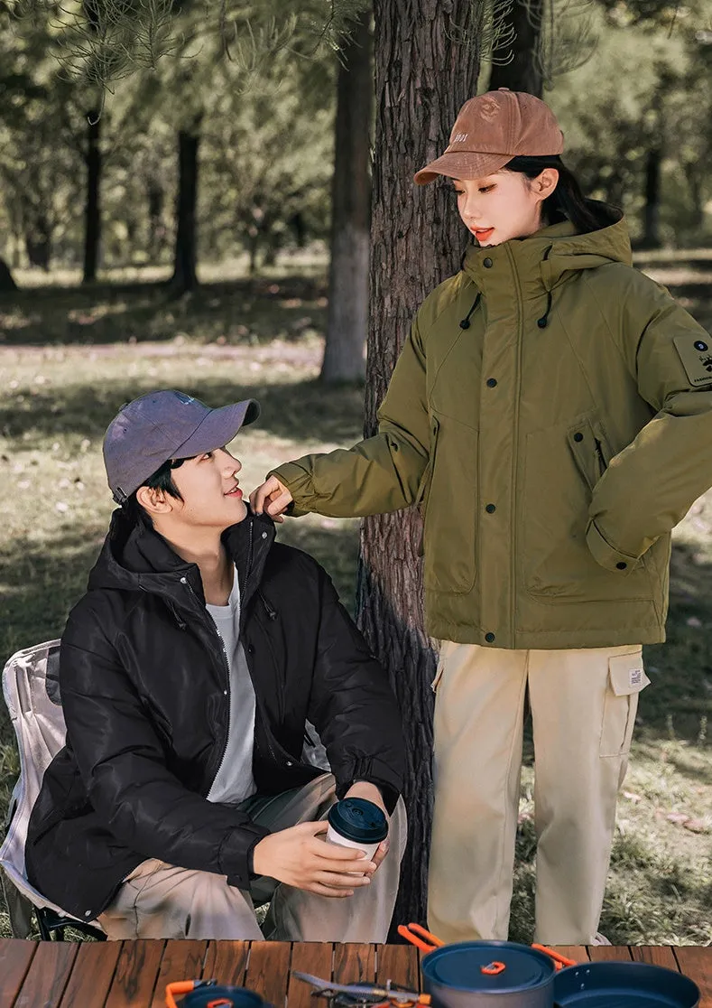 Thickened and easy-to-clean cargo field jacket with a full-zip design