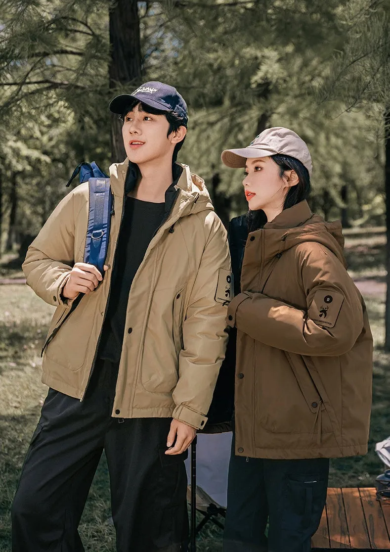Thickened and easy-to-clean cargo field jacket with a full-zip design