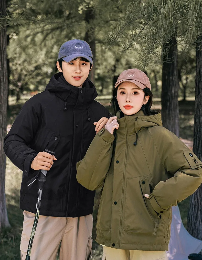 Thickened and easy-to-clean cargo field jacket with a full-zip design